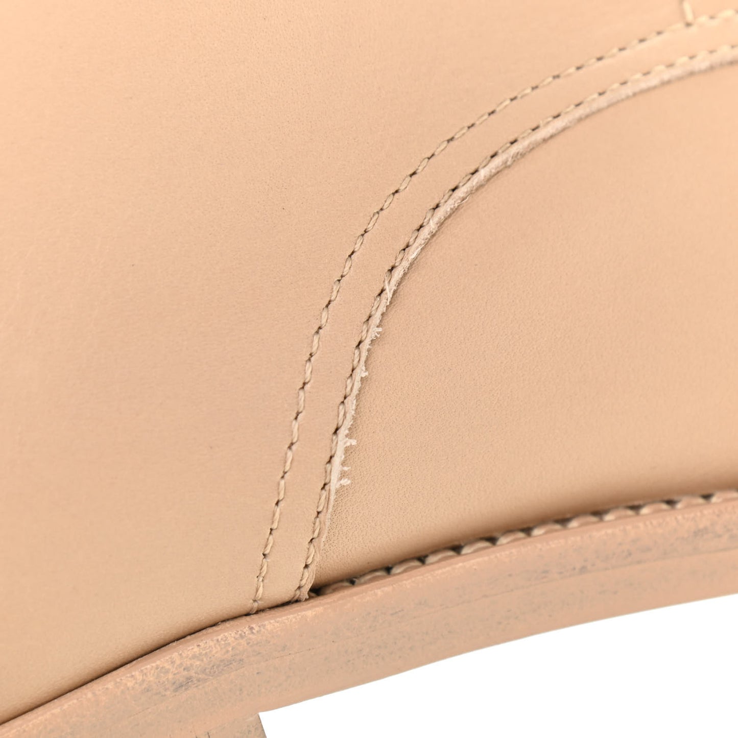 Calfskin Cap Toe CC Lace Up Boots 36 Beige