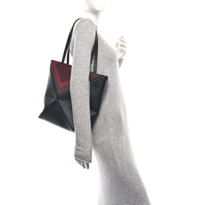 Loewe X ALBERS Nappa Calfskin Medium Puzzle Fold Tote Black Burgundy 2 of 11