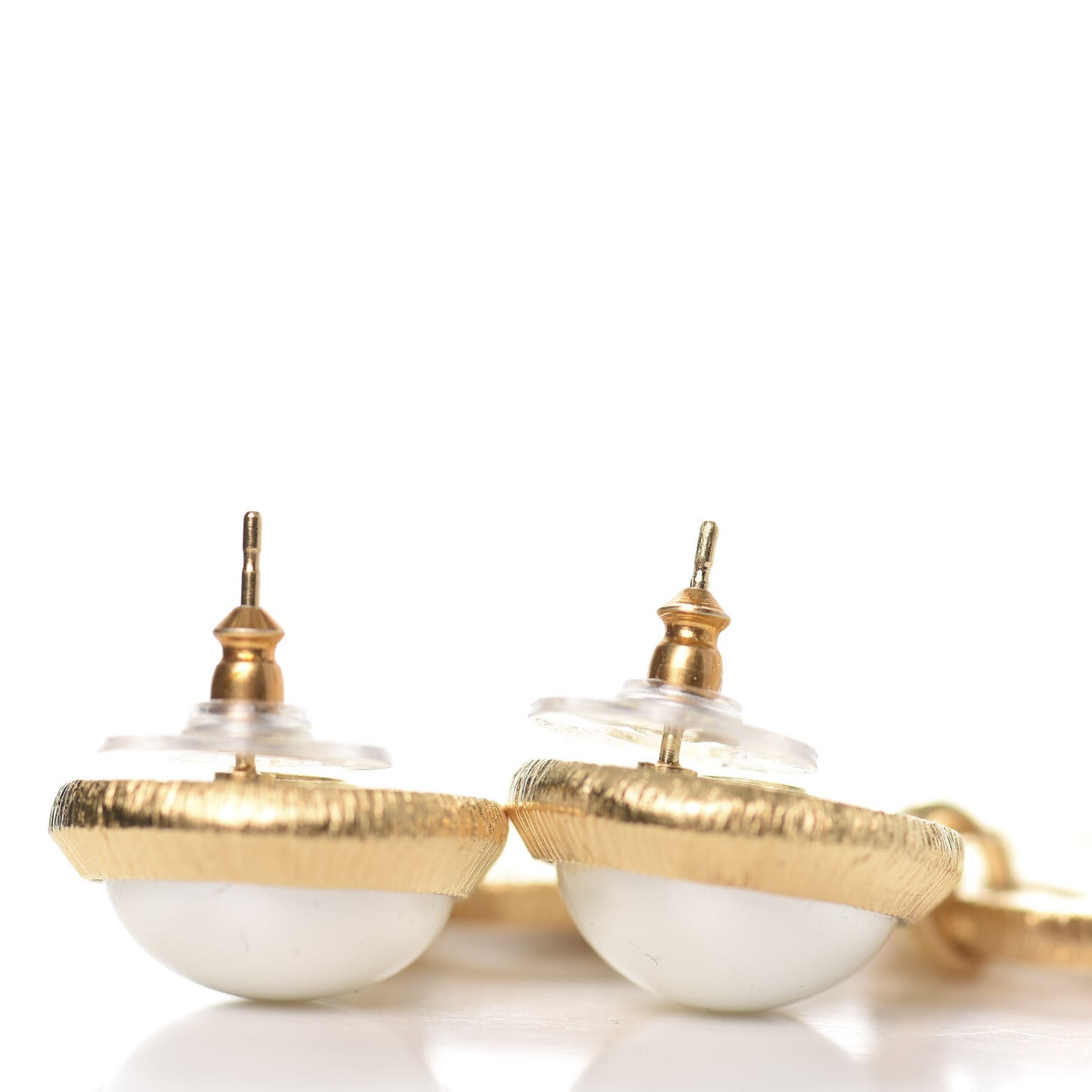 Pearl CC Tags Drop Earrings Gold