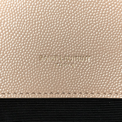 Saint Laurent Grain De Poudre Mixed Matelasse Large Triquilt Monogram Satchel Dark Beige 7 of 11