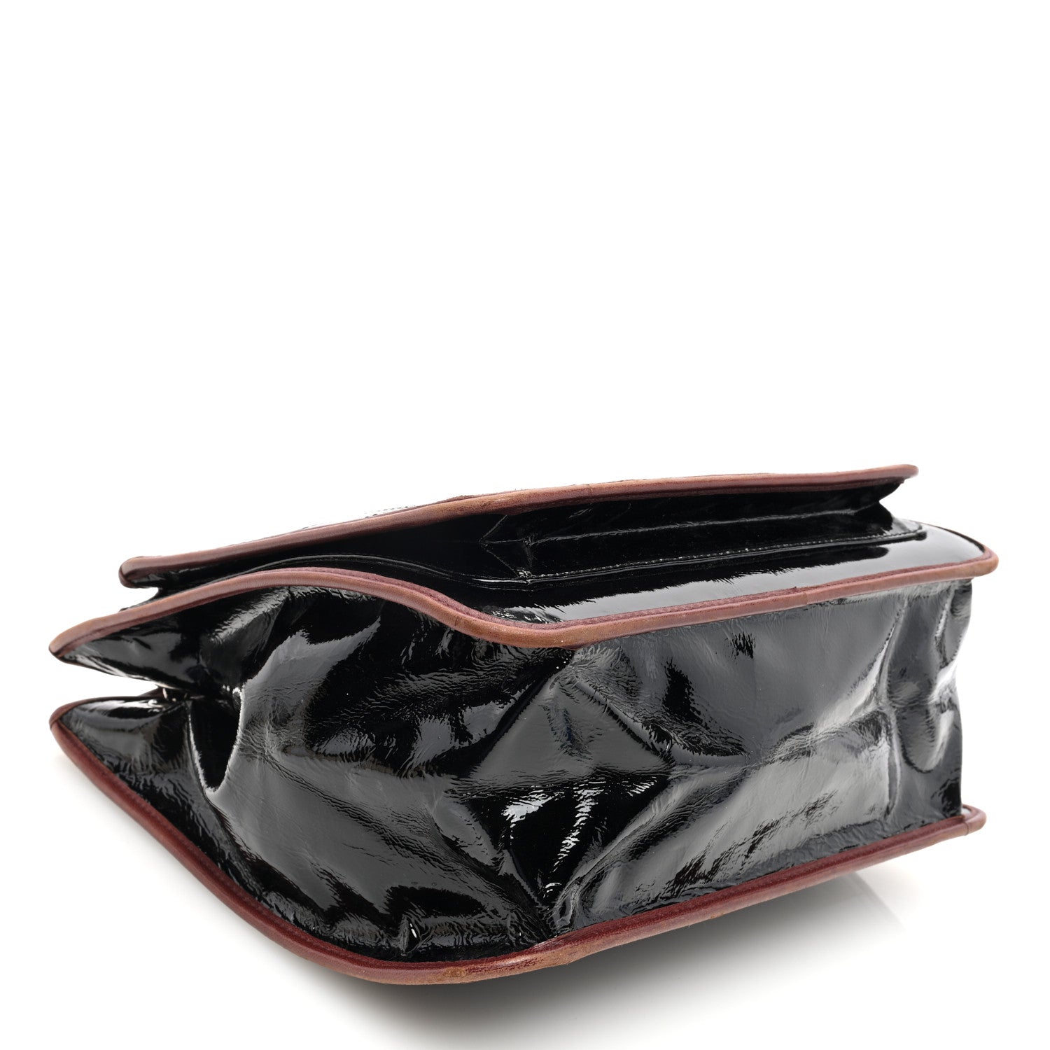Chanel Patent Chocolate Bar Quilted Tote Black Brown 4 of 10