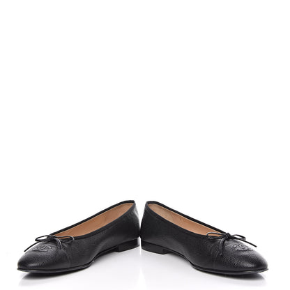 Chanel Caviar CC Cap Toe Ballerina Flats 42 Black 6 of 17