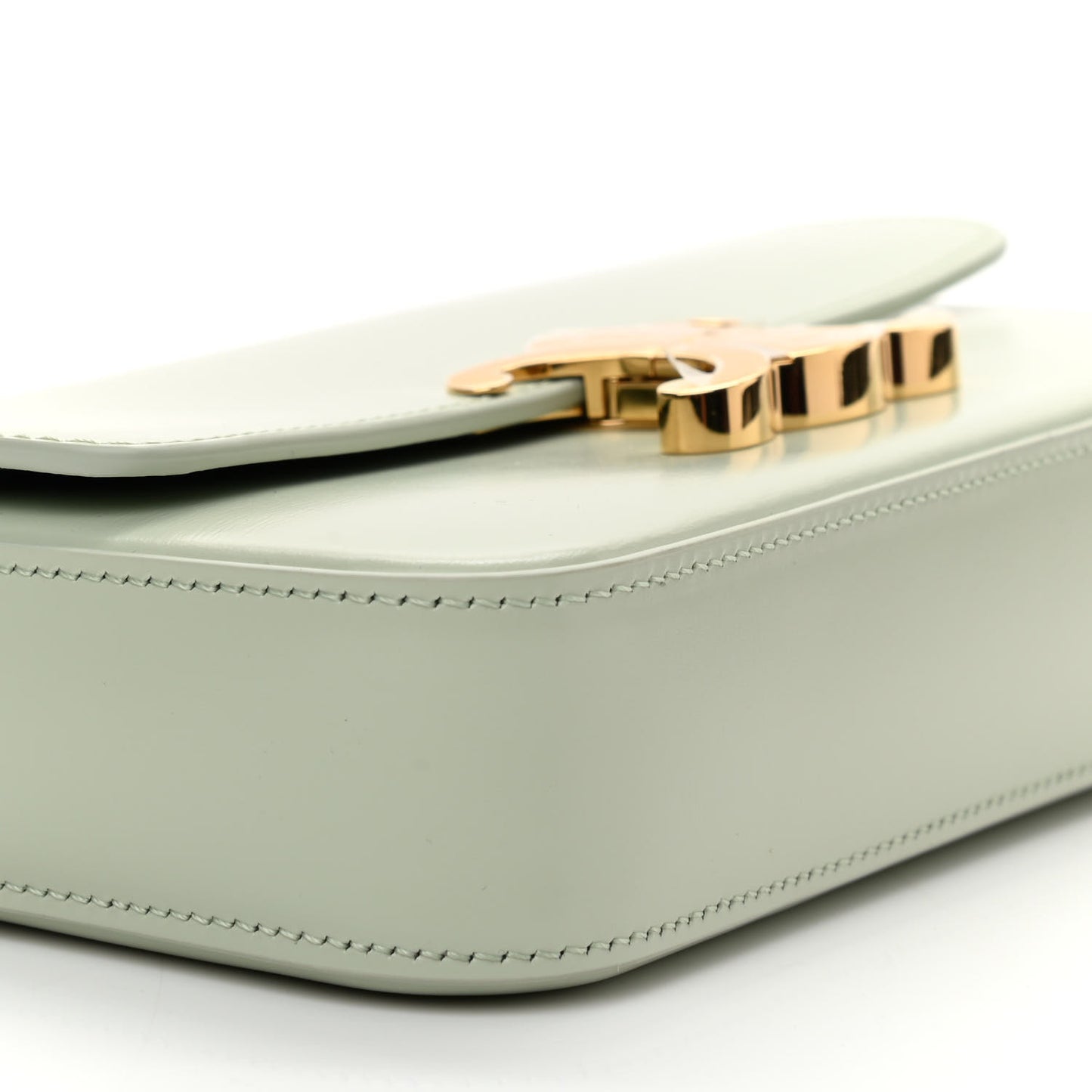 Shiny Calfskin Triomphe Chain Shoulder Bag Jade
