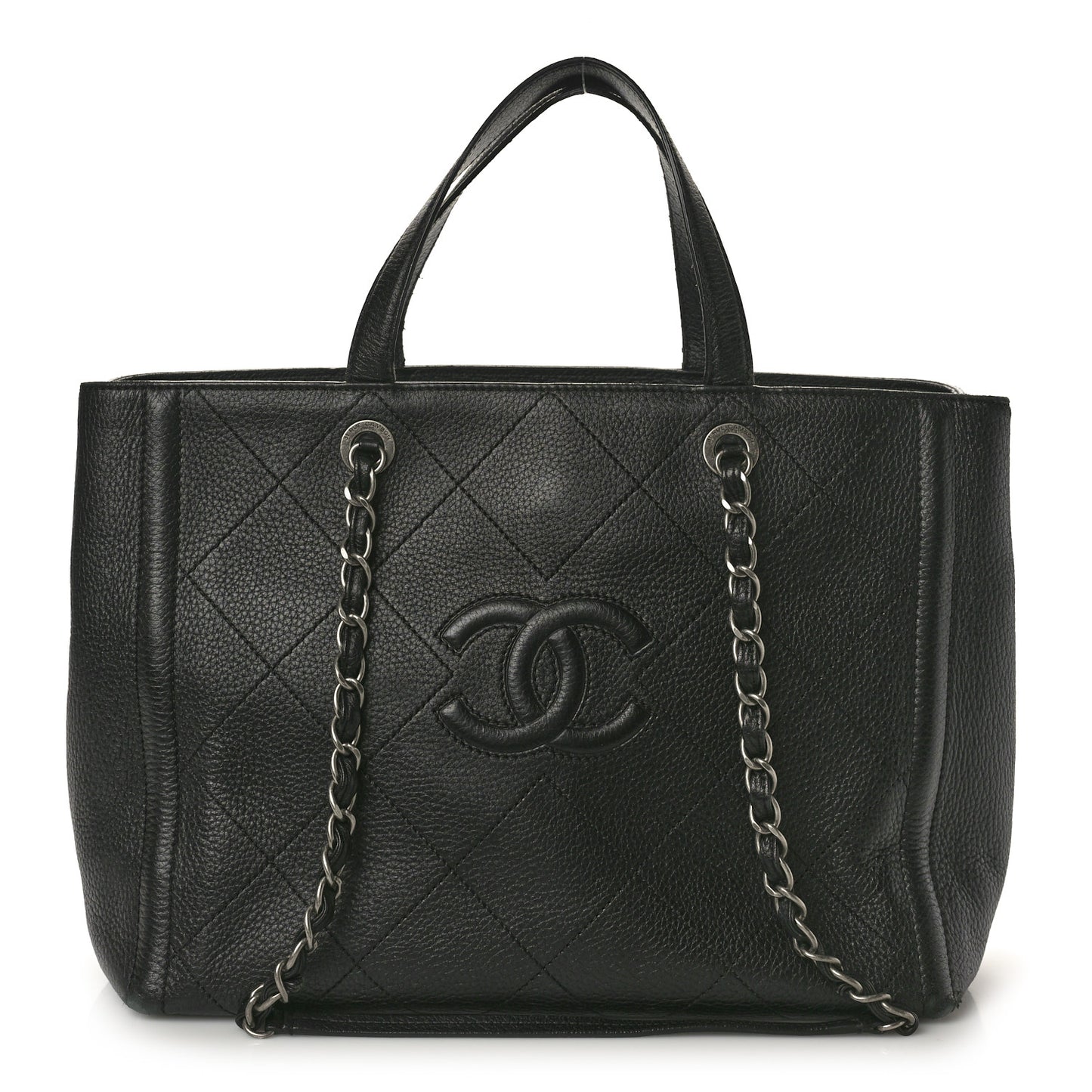 Deerskin Stitched Medium CC Shopping Tote Black