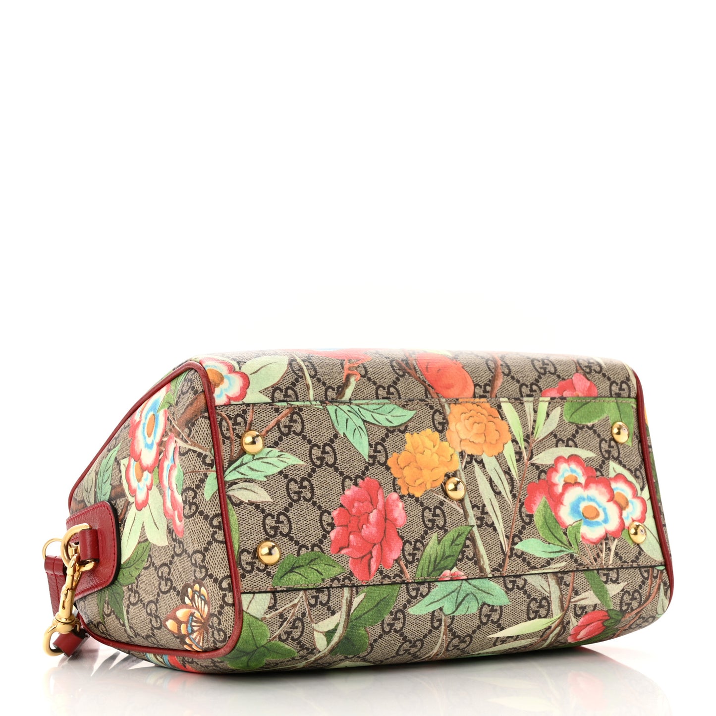 GG Supreme Monogram Tian Small Boston Beige Multicolor Red