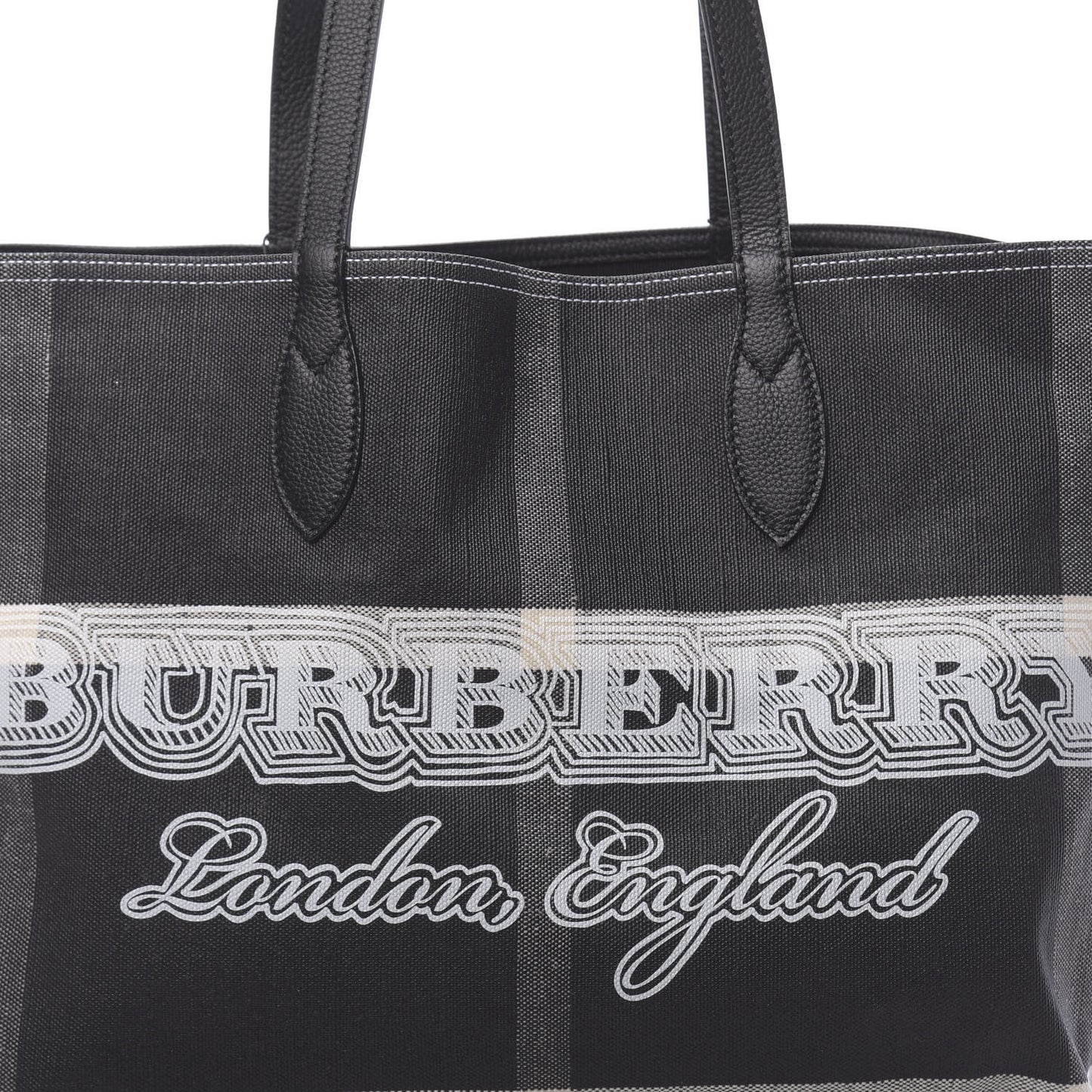 Coated Canvas Mega Check Medium Doodle Tote Black White
