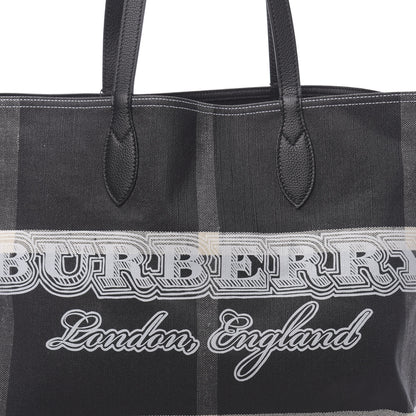 Burberry Coated Canvas Mega Check Medium Doodle Tote Black White 9 of 9