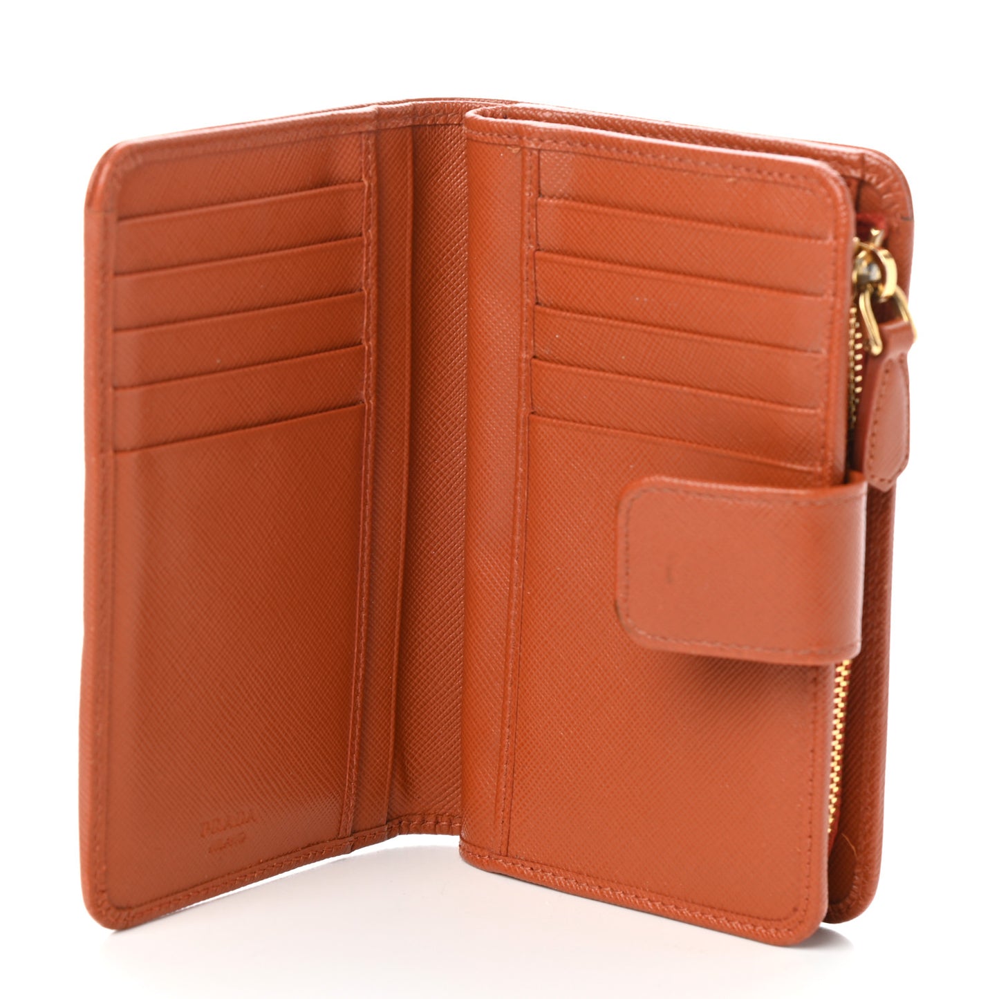 Saffiano Metal Compact Wallet Papaya