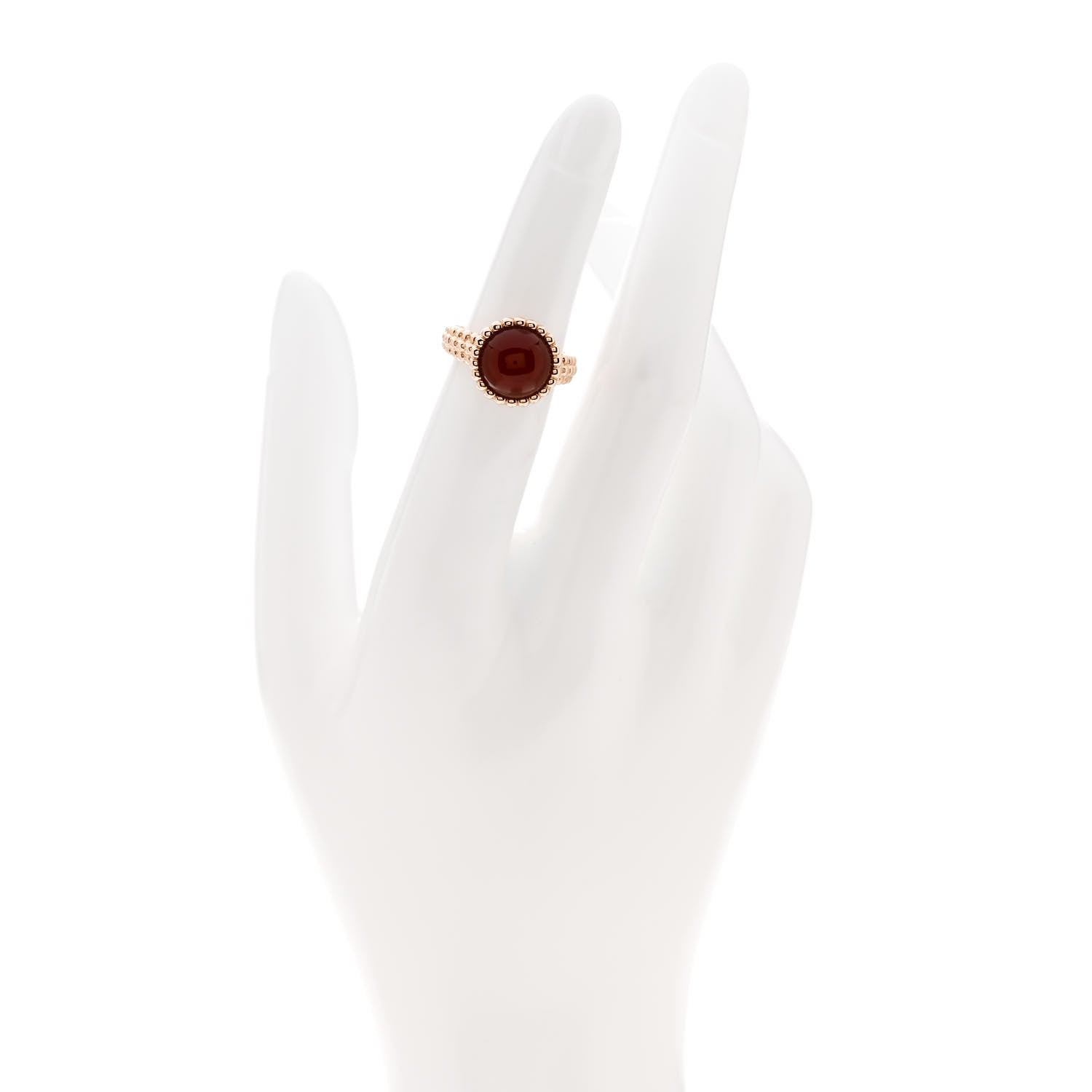 Van Cleef & Arpels 18K Rose Gold Carnelian Perlee Couleurs Ring 48 4.5 2 of 5