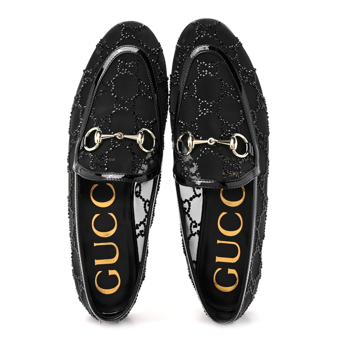 Tela Retino Kid Scamosciato Crystal GG Monogram Jordaan Loafer 35.5 Black