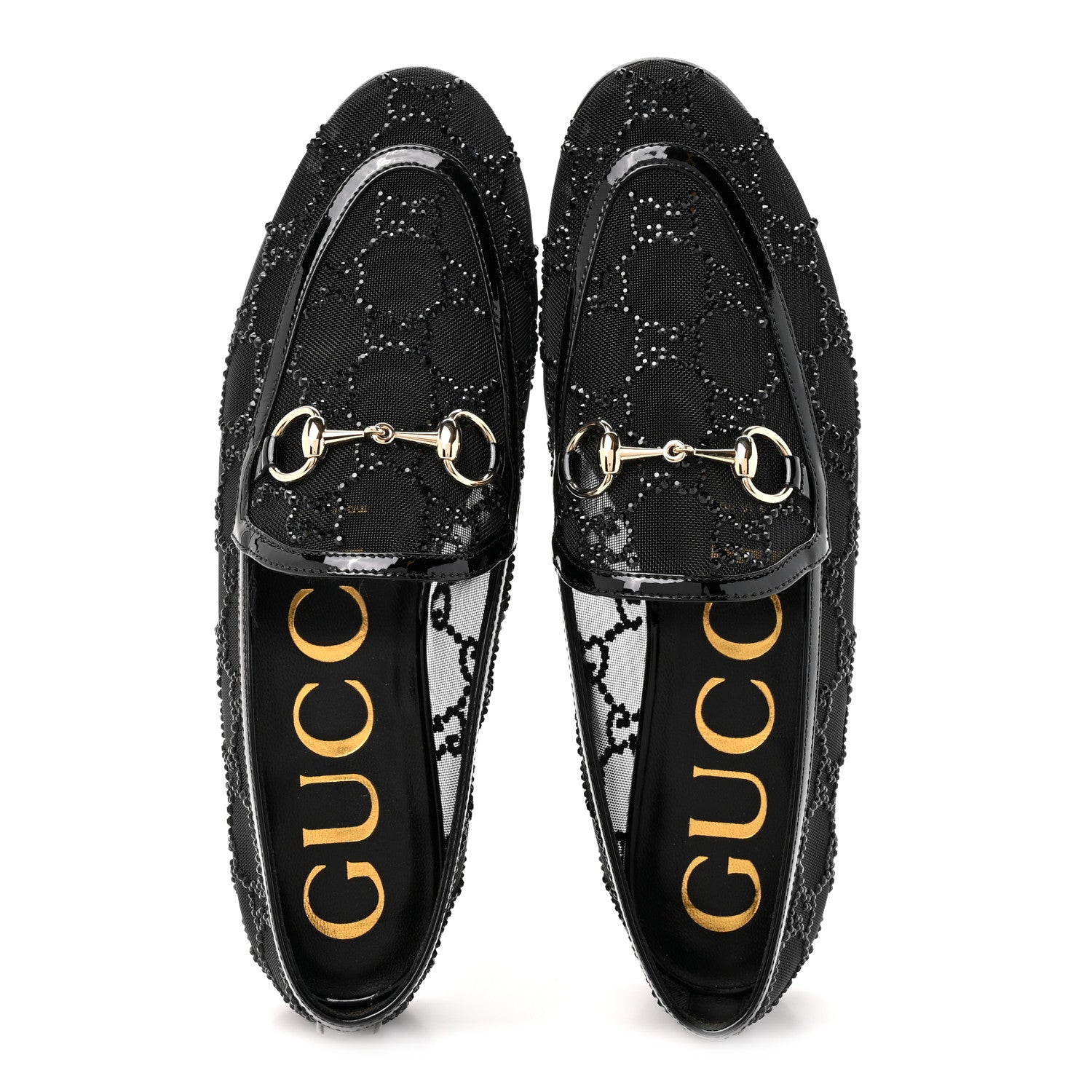 Gucci Tela Retino Kid Scamosciato Crystal GG Monogram Jordaan Loafer 35.5 Black 2 of 9