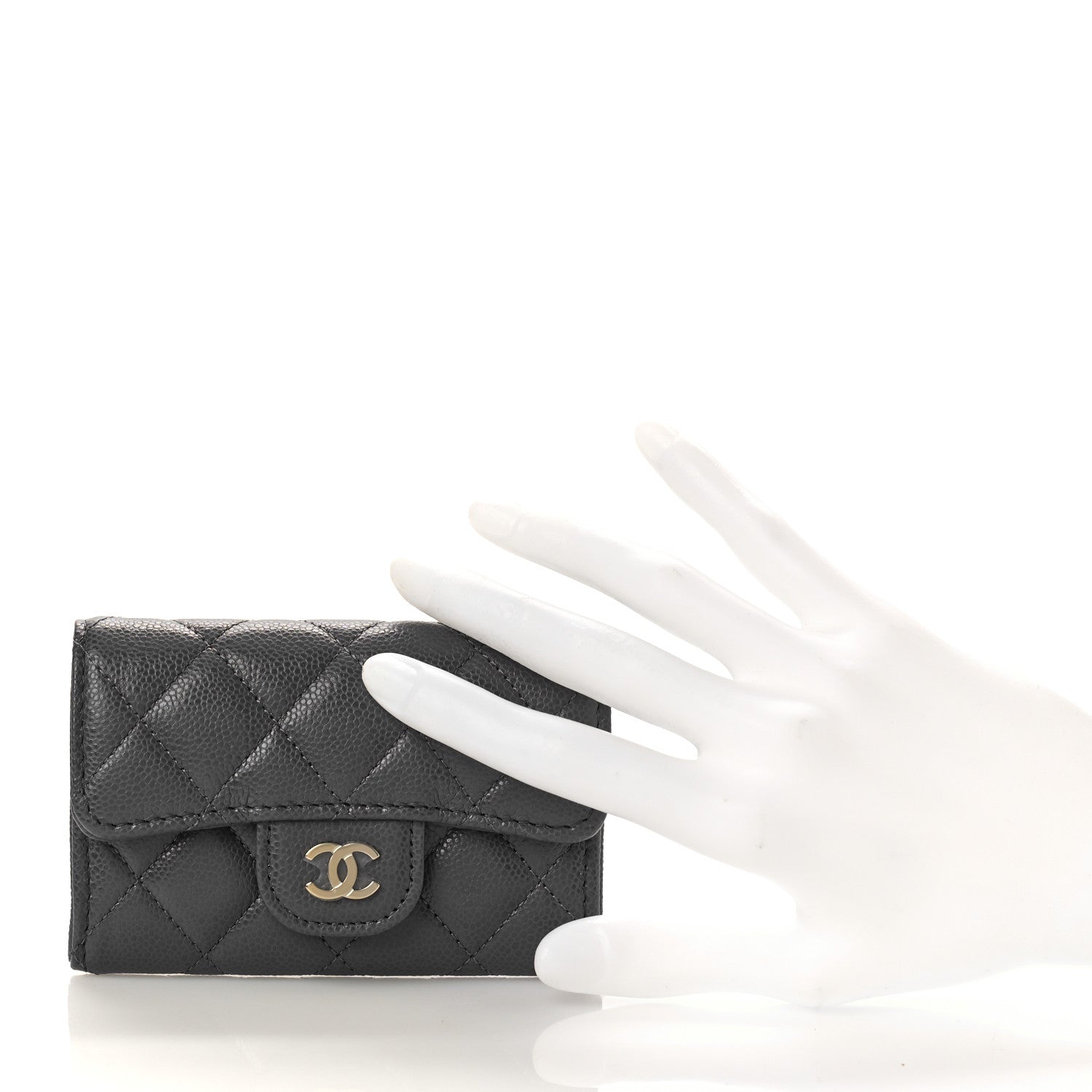 Chanel Caviar Quilted Flap Card Holder Wallet Dark Grey 2 of 10