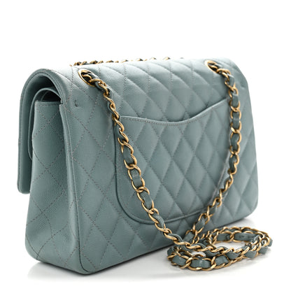 Chanel Iridescent Caviar Quilted Medium Double Flap Light Blue 3 of 12