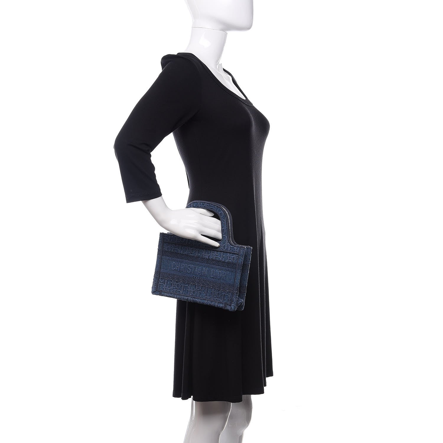 Christian Dior Oblique Denim Mini Book Tote Blue 2 of 10