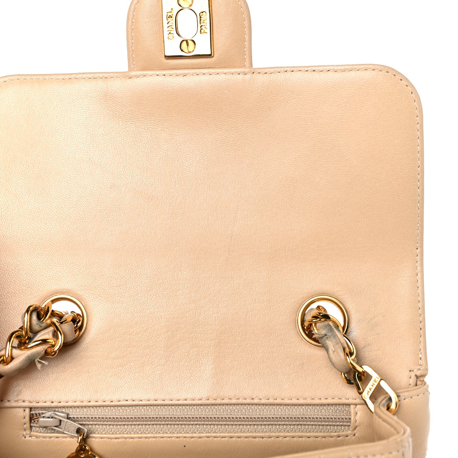 Chanel Lambskin Quilted Mini Square Flap Beige 18 of 26