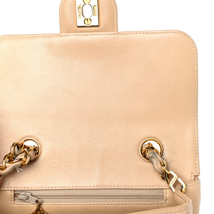 Chanel Lambskin Quilted Mini Square Flap Beige 18 of 26