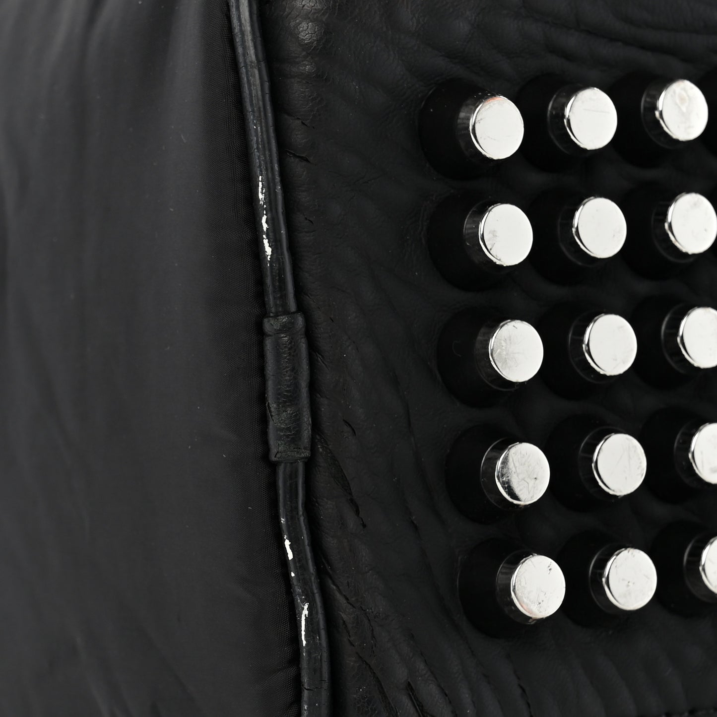 Nylon Pebbled Lambskin Rocco Nickel Hardware Black