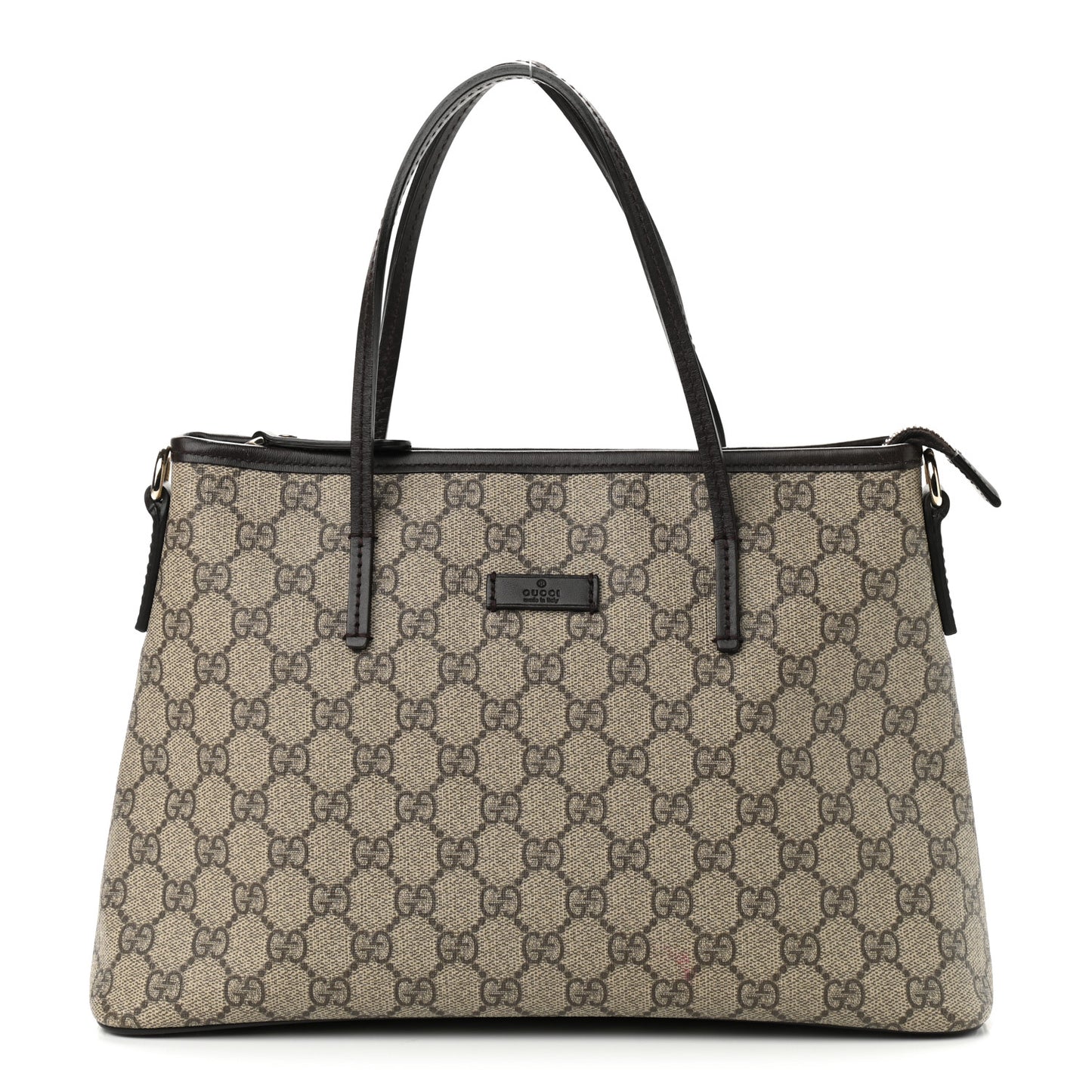 GG Supreme Monogram Small Zippered Tote Dark Brown