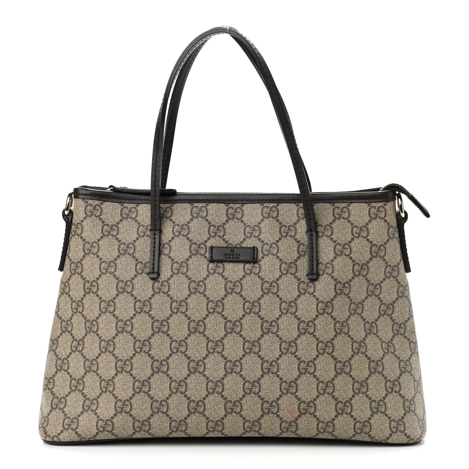 Gucci GG Supreme Monogram Small Zippered Tote Dark Brown 1 of 11