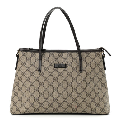 Gucci GG Supreme Monogram Small Zippered Tote Dark Brown 1 of 11