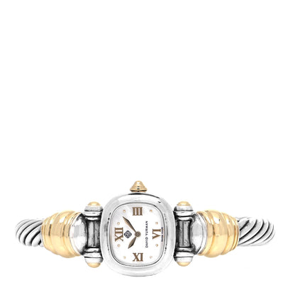 David Yurman Sterling Silver 14K Yellow Gold Mother of Pearl 21mm Classic Cable Quartz Watch 2 of 5