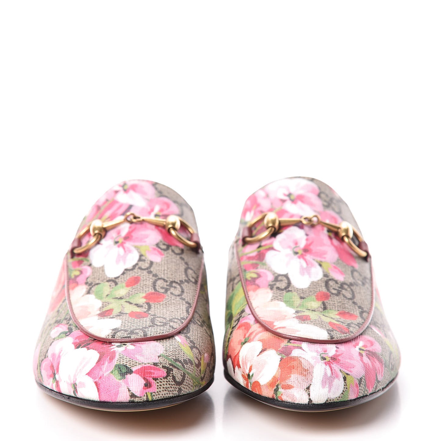 GG Supreme Monogram Blooms Womens Princetown Slippers 36 Beige Multicolor Dry Rose