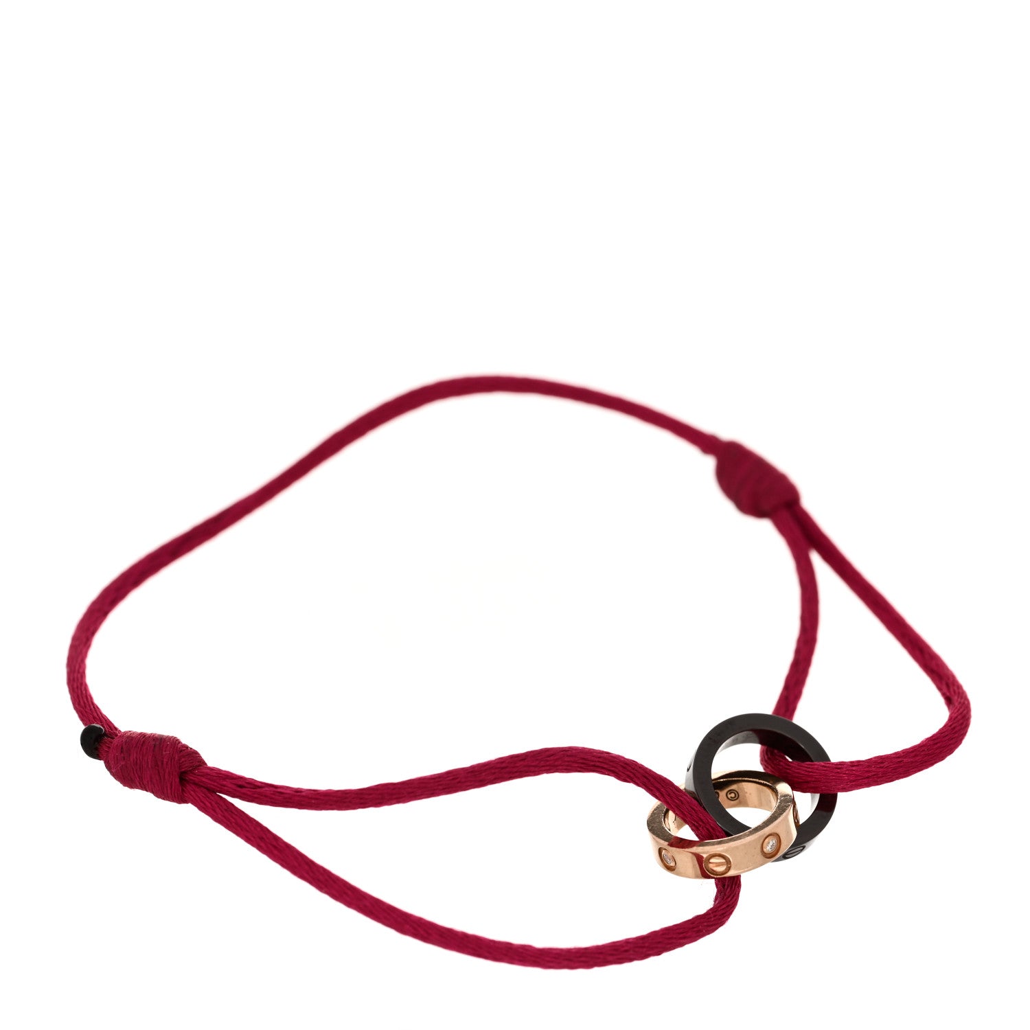 Cartier 18K Pink Gold Ceramic 4 Diamond LOVE Cord Bracelet Hot Pink 1 of 3