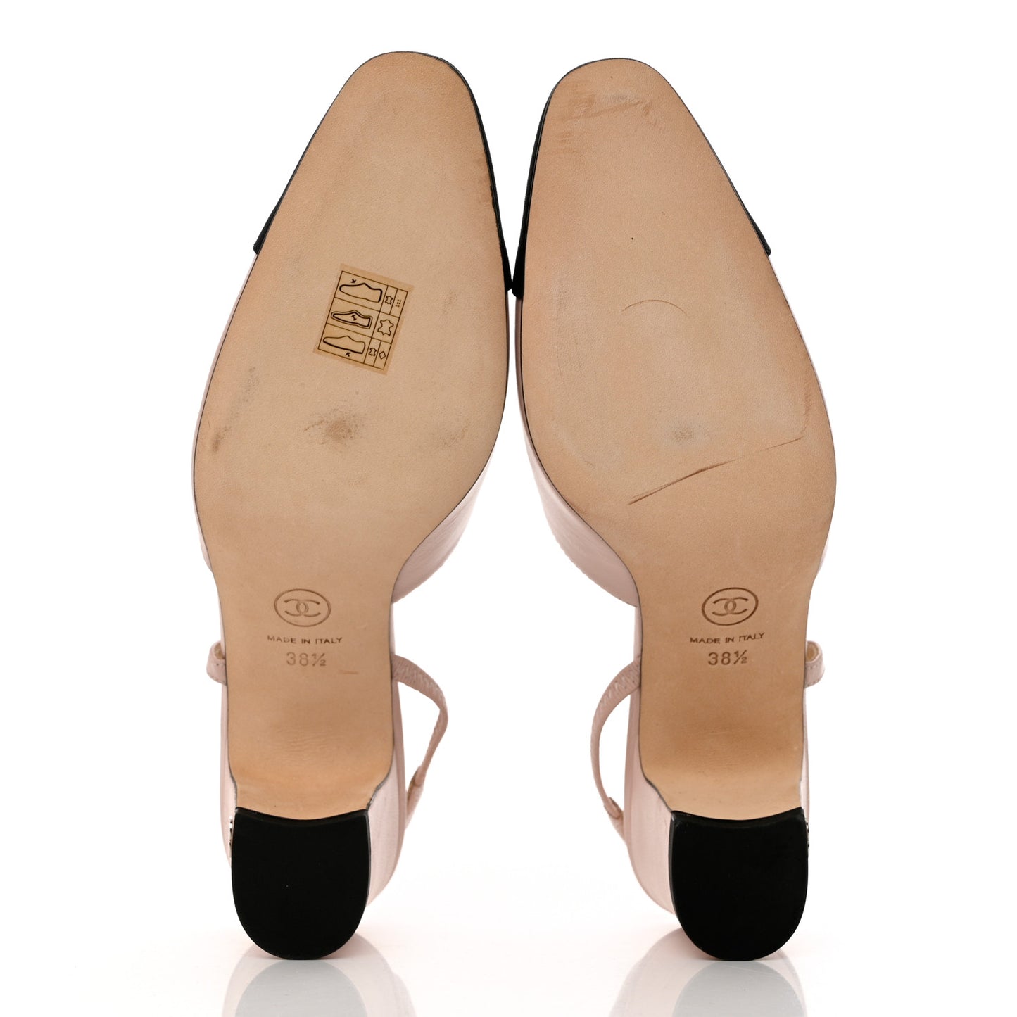 Goatskin Grosgrain Cap Toe CC Slingback Pumps 38.5 Beige Black
