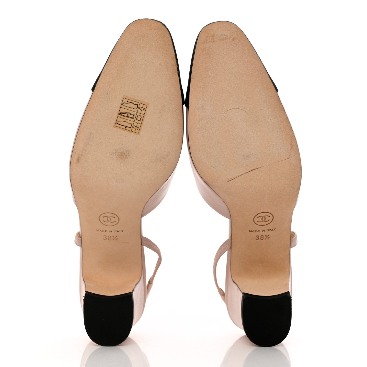 Chanel Goatskin Grosgrain Cap Toe CC Slingback Pumps 38.5 Beige Black 5 of 10