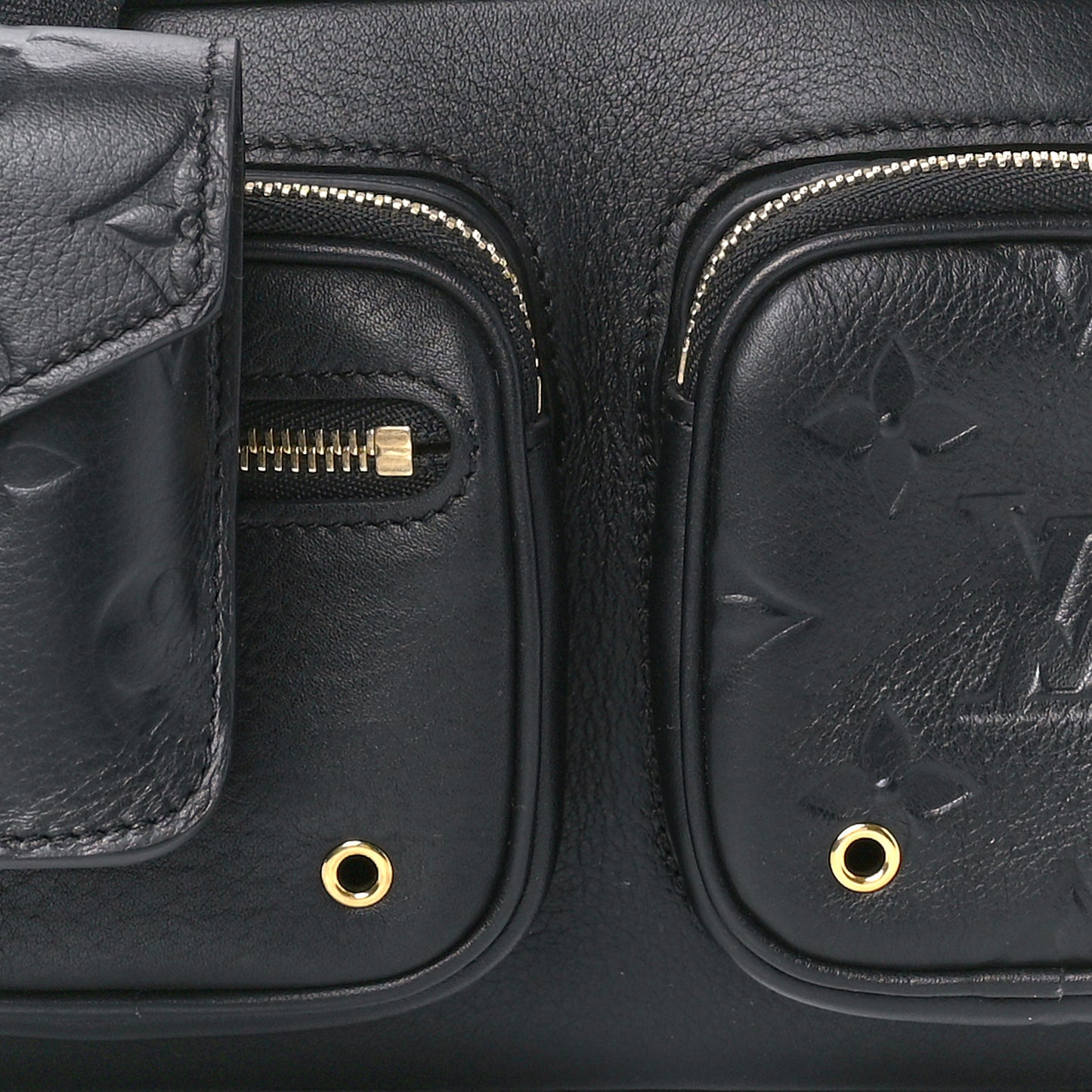 Calfskin Monogram Embossed Utility Crossbody Black