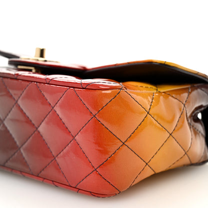 Chanel Shaded Patent Calfskin Quilted Mini Rectangular Flap Red Yellow Dark Purple 10 of 11
