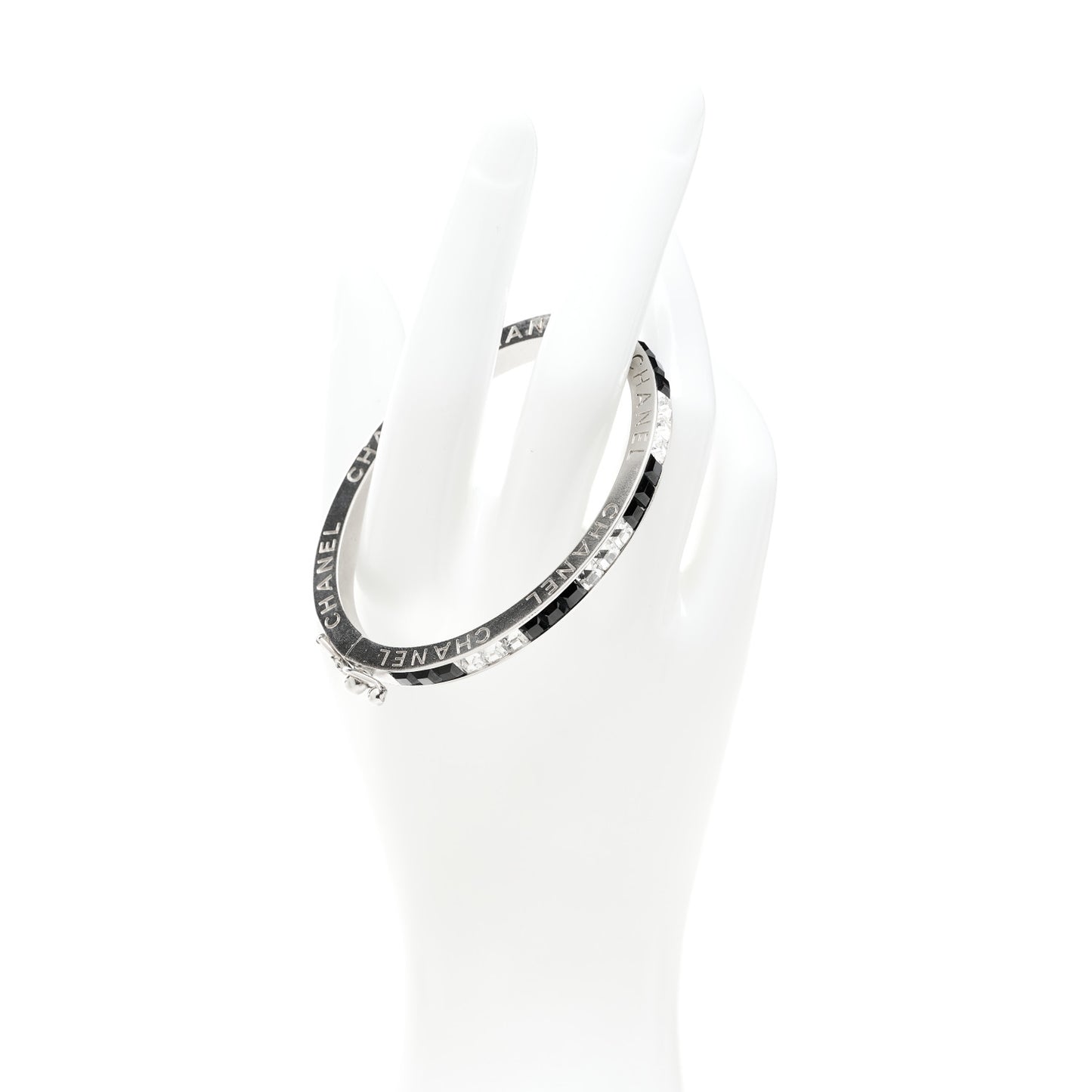 Crystal Baguette Bangle Silver Black