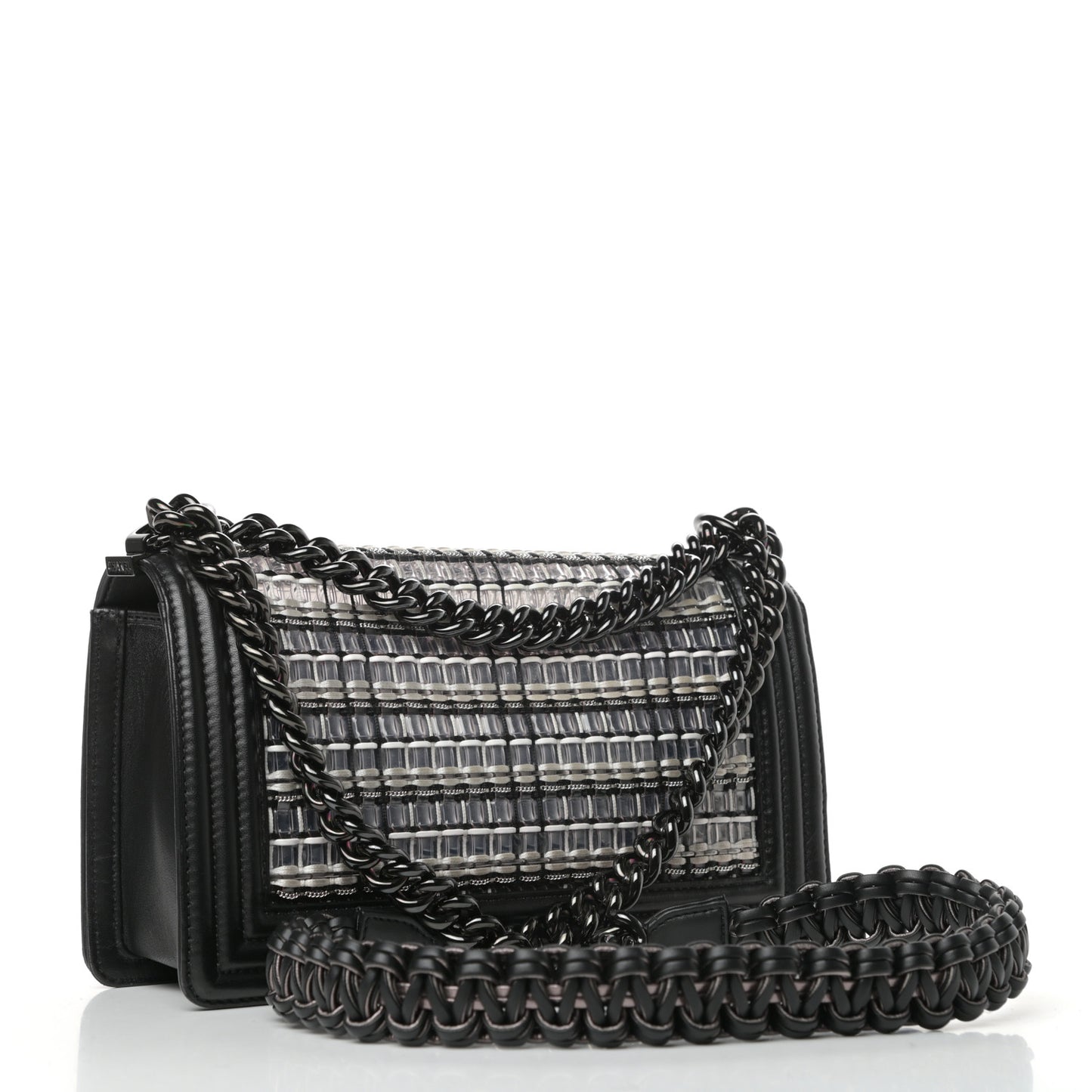 PVC Thread Woven Medium Boy Flap Black