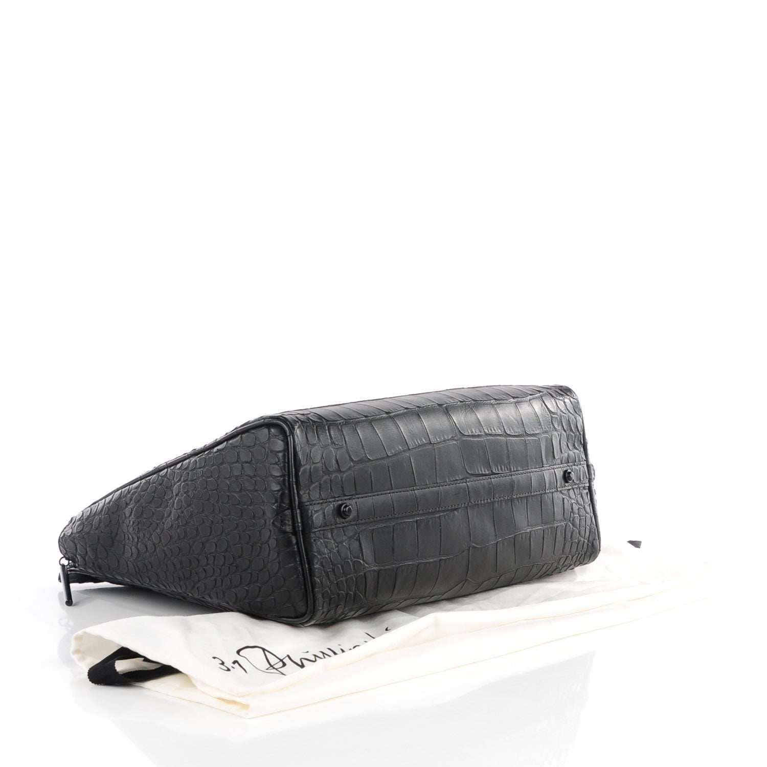 3.1 Phillip Lim 3.1 Crocodile Embossed Large Ryder Satchel Black 4 of 11