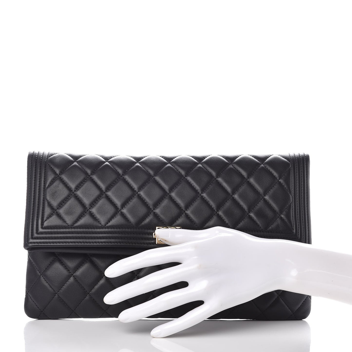 Lambskin Quilted Beauty CC Boy Clutch Black