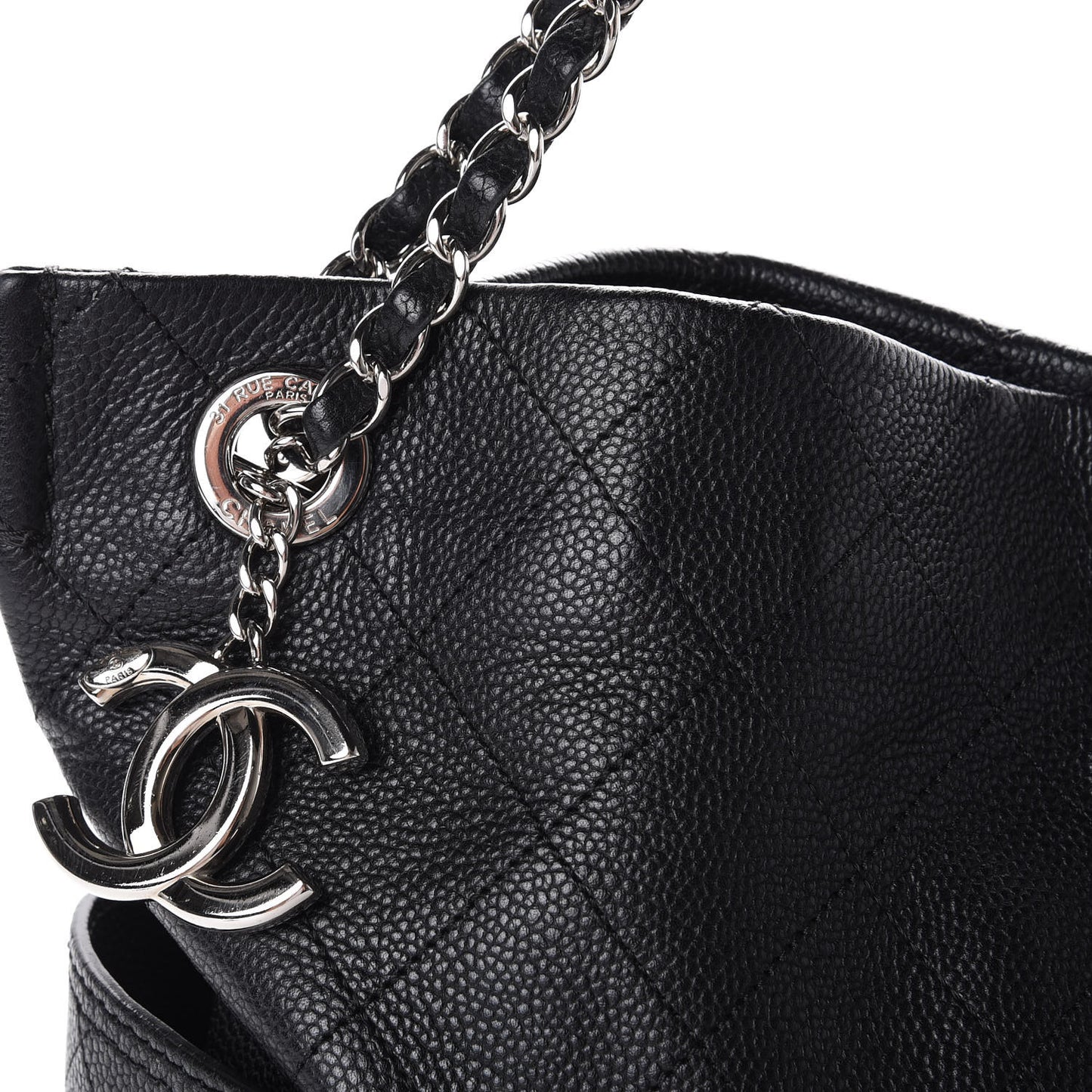 Caviar Stitched Medium CC Pocket Hobo Black
