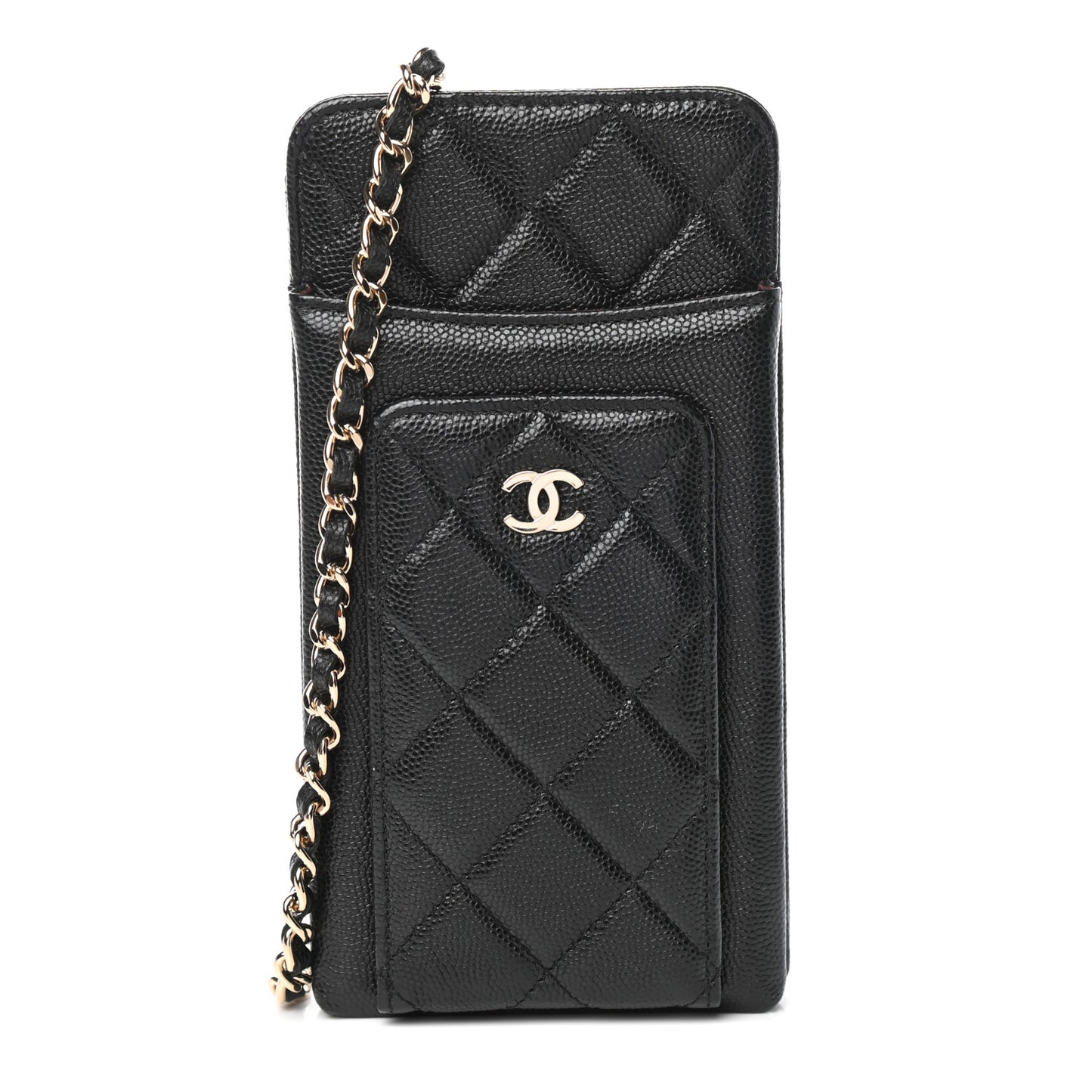 Caviar Quilted Zip Phone Case Black