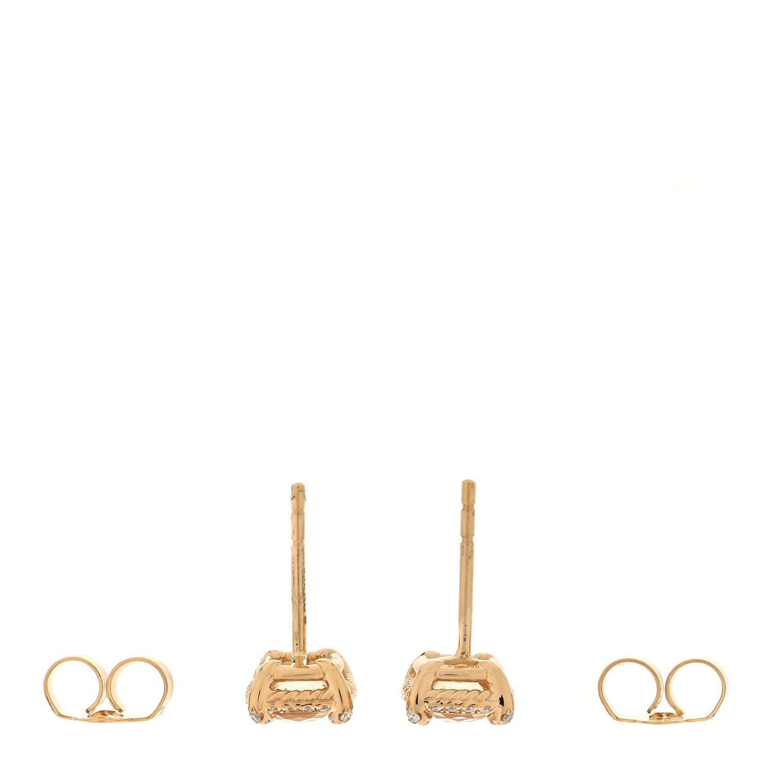 David Yurman 18K Yellow Gold Diamond Citrine 5mm Chatelaine Pave Bezel Stud Earrings 3 of 4