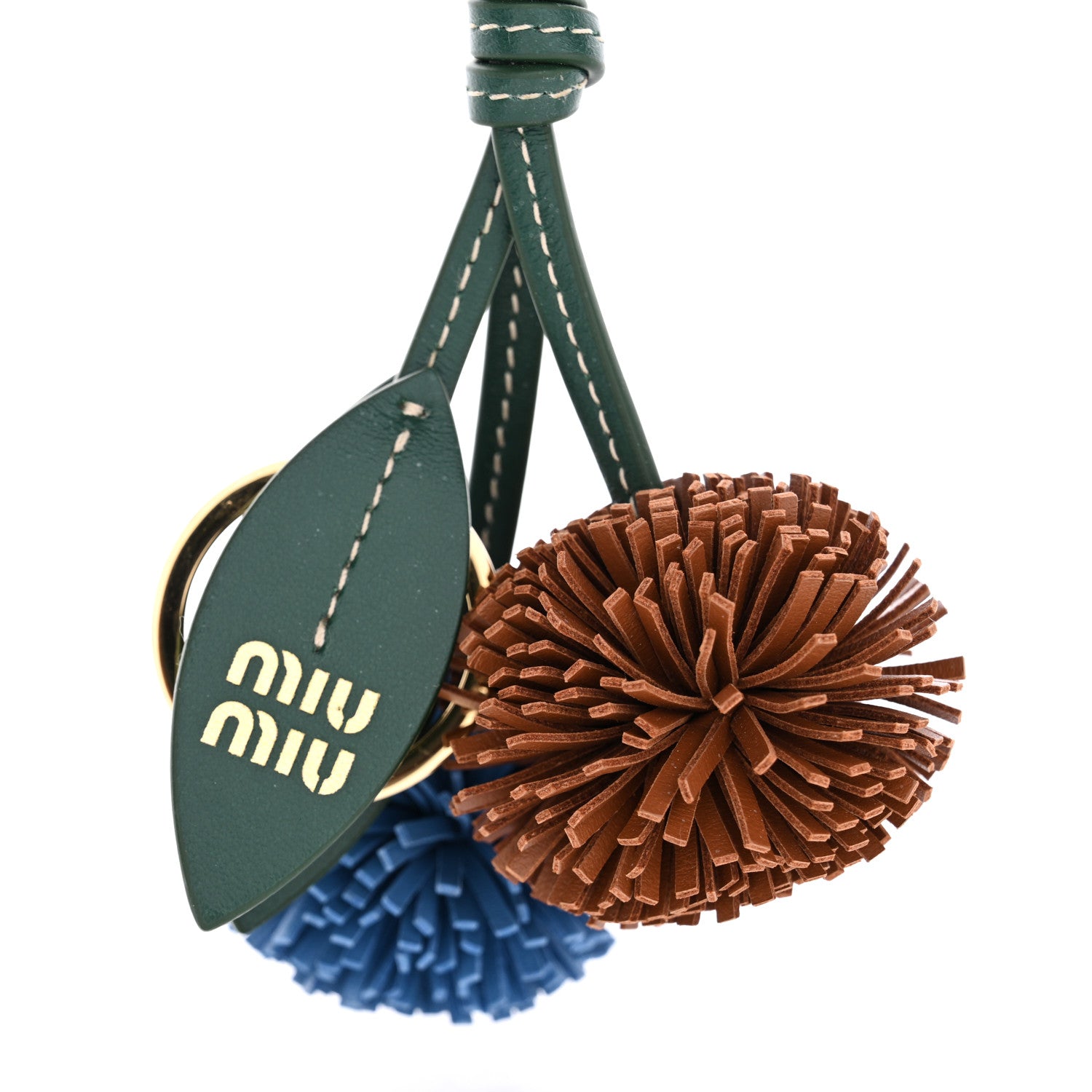 Miu Miu Calfskin Trick Bag Charm Billiard Green Wave Blue Cognac 3 of 3