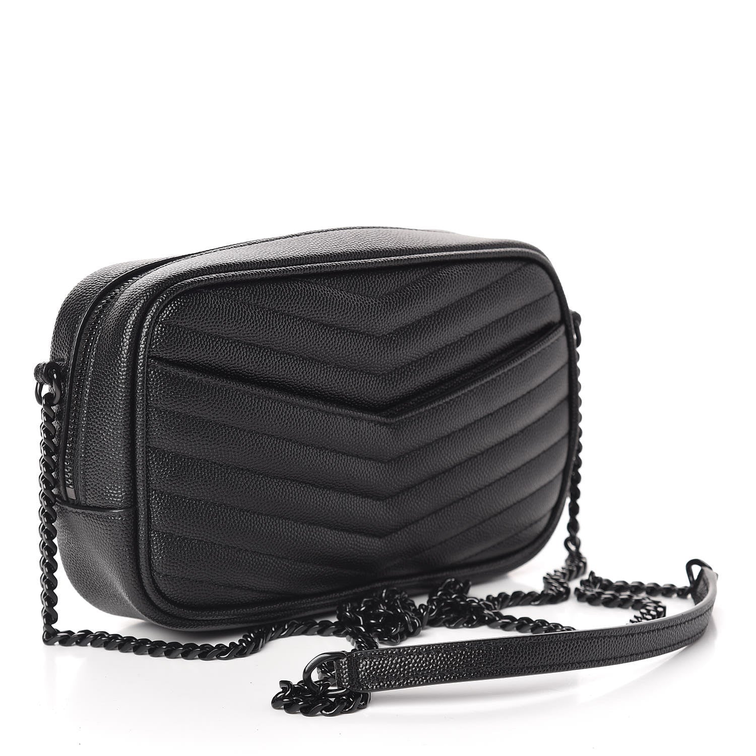 Saint Laurent Grain De Poudre Matelasse Monogram Mini Lou Camera Bag Black 3 of 11