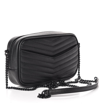 Saint Laurent Grain De Poudre Matelasse Monogram Mini Lou Camera Bag Black 3 of 11