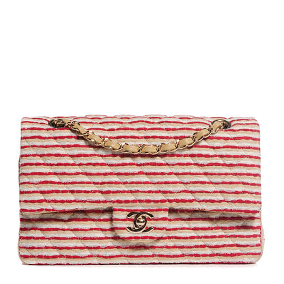 Chanel Jersey Quilted Medium Coco Sailor Flap Red White 1 of 11