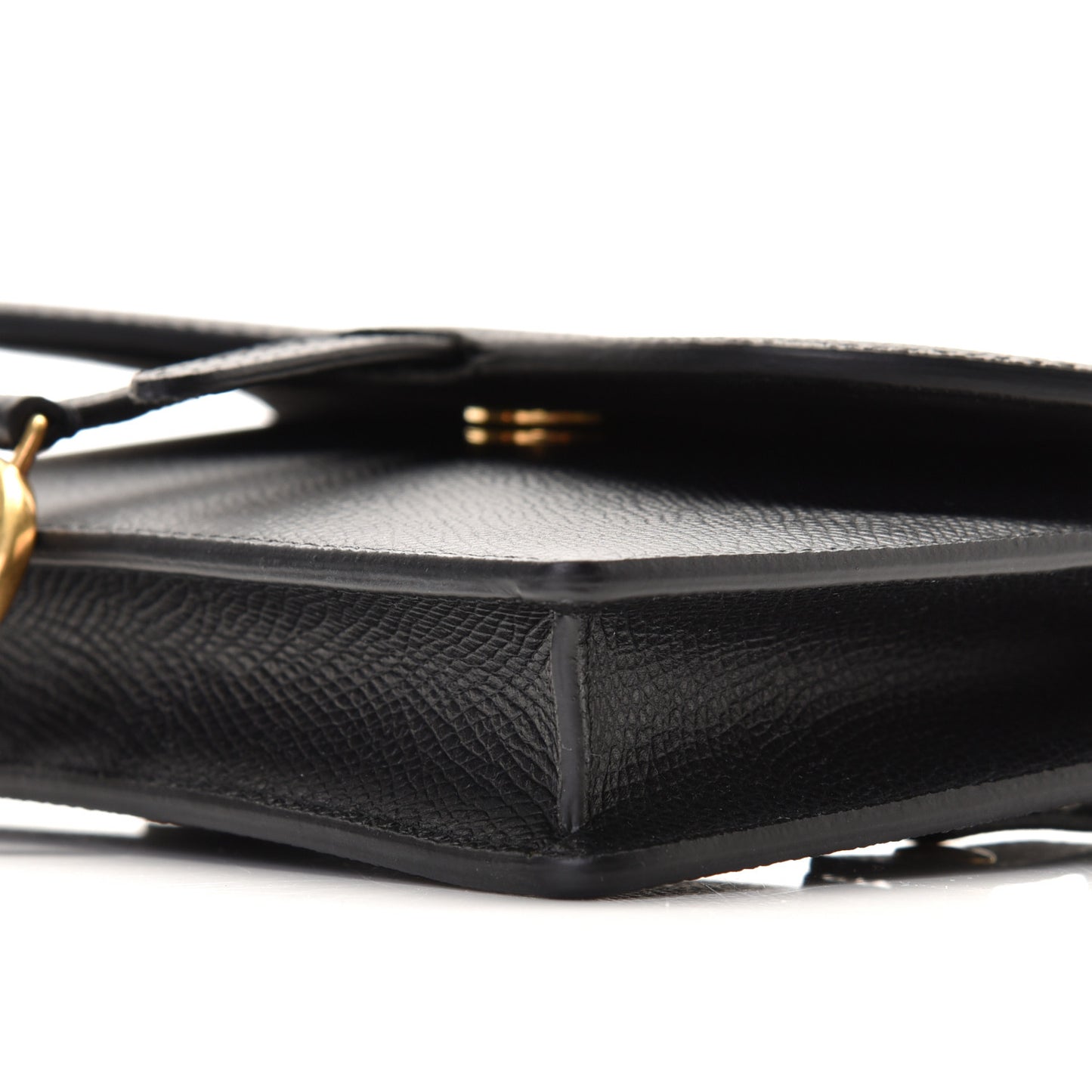 Grained Calfskin Saddle Belt Clutch Black