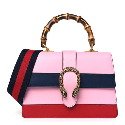 Gucci Moon Calfskin Web Medium Dionysus Bamboo Top Handle Bag Sugar Pink Blue Agata Hibiscus Red 1 of 9