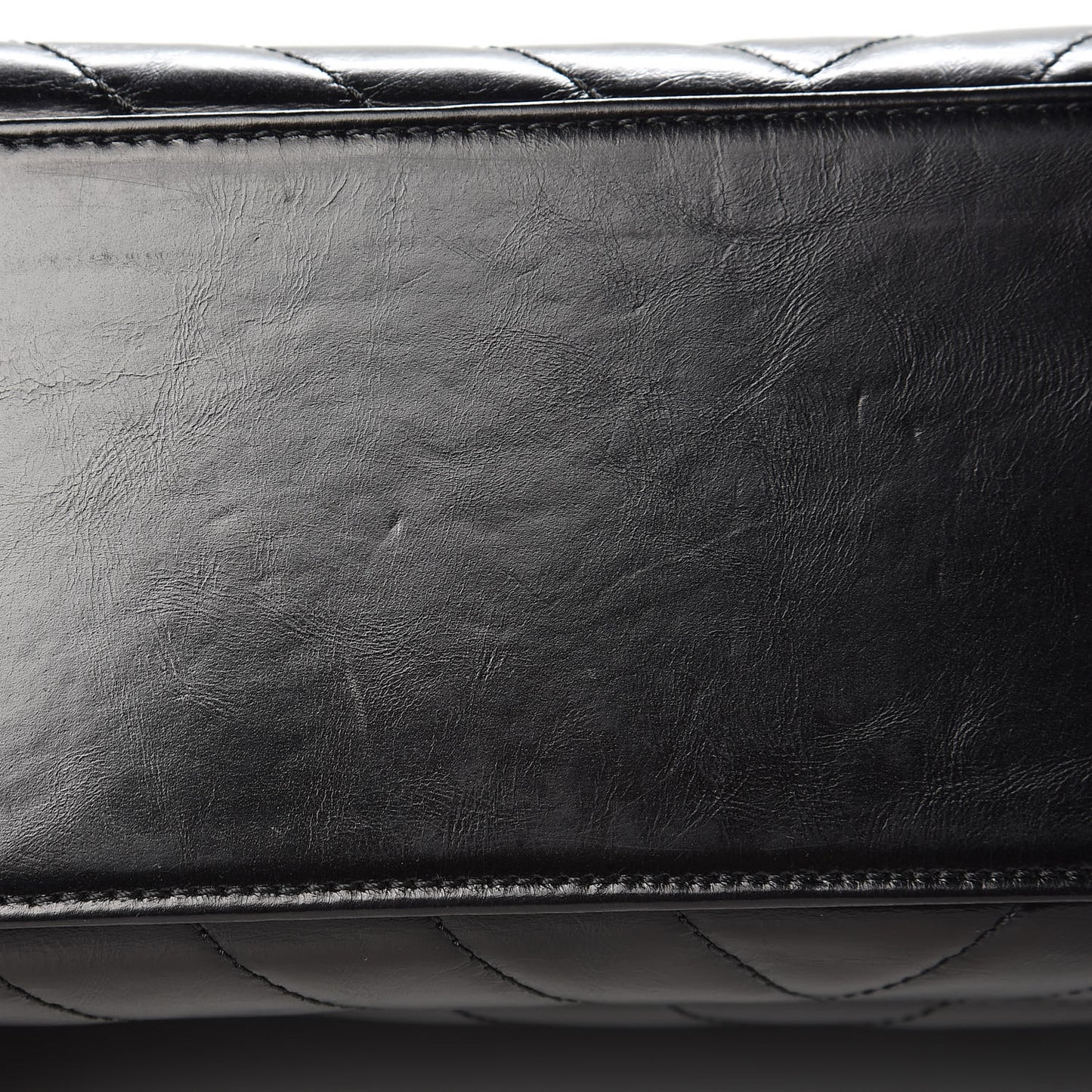Calfskin Lizard Chevron Quilted Small Coco Handle Flap Black