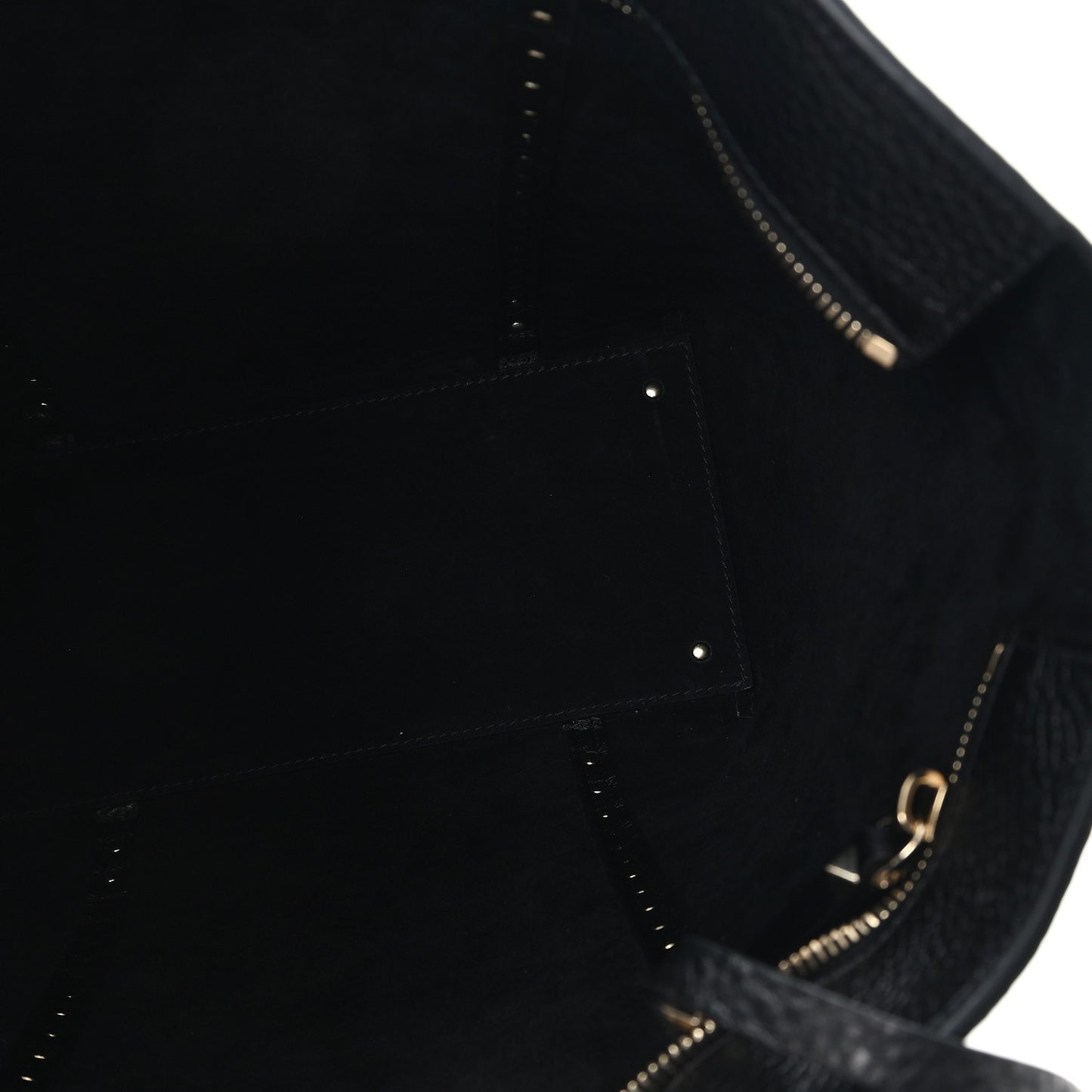Grained Calfskin North South Rockstud Tote Black