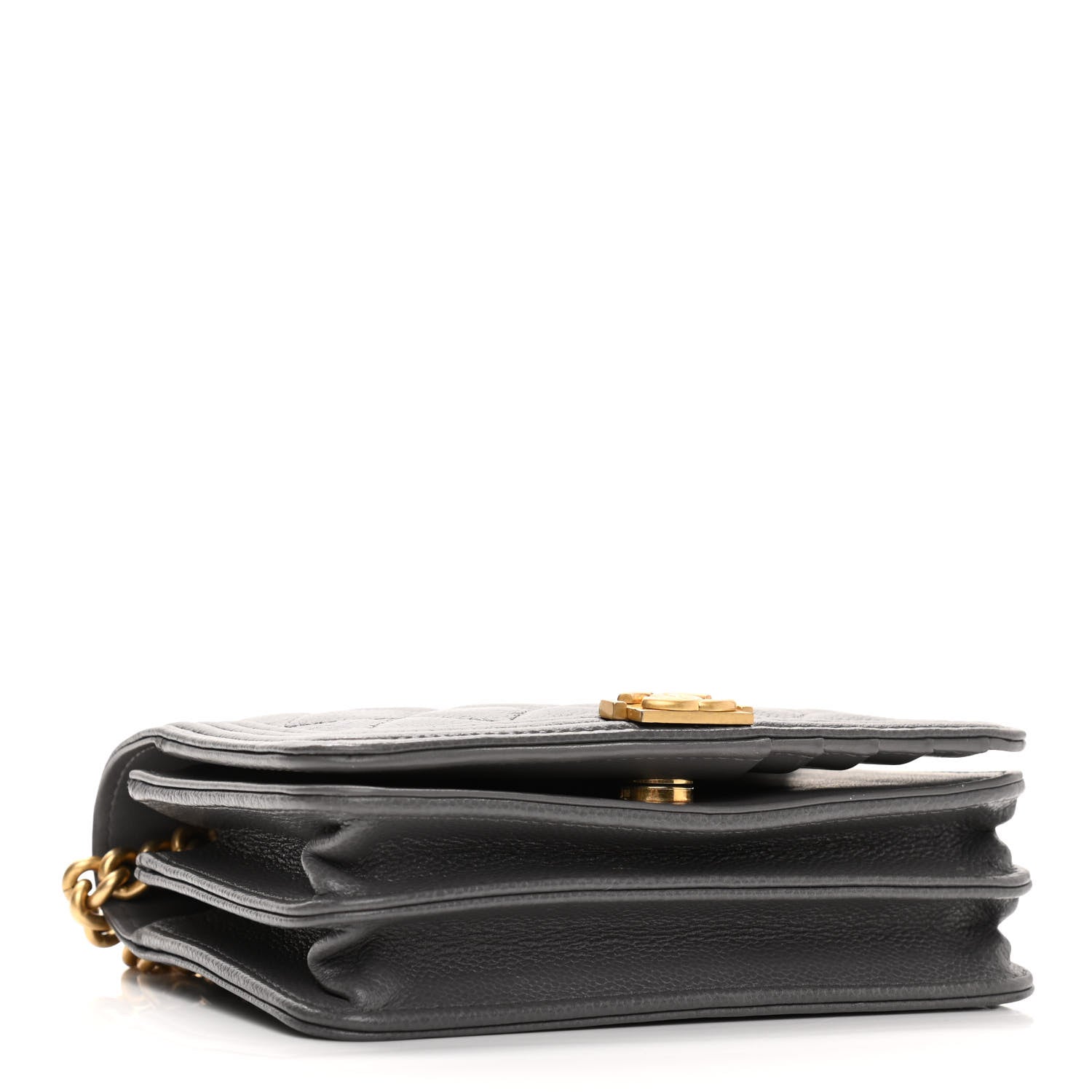 Chanel Caviar Quilted Mini Boy Wallet On Chain WOC Dark Gray 3 of 10