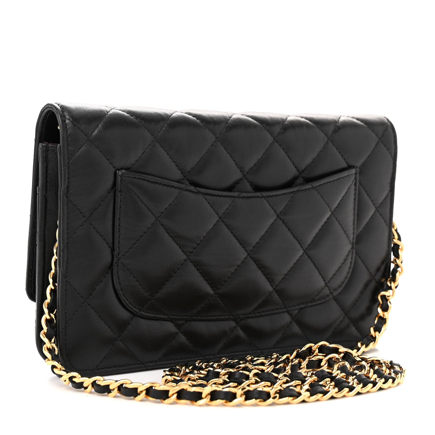 Lambskin Quilted Wallet On Chain WOC Black