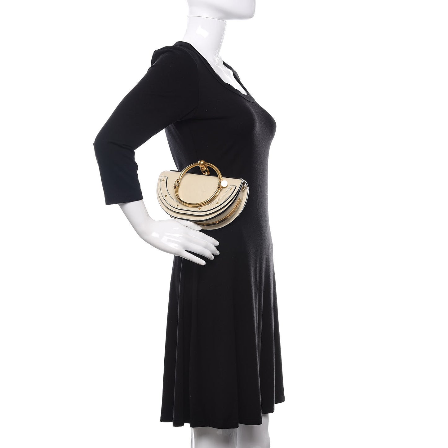 Calfskin Small Nile Bracelet Minaudiere Bag Off White