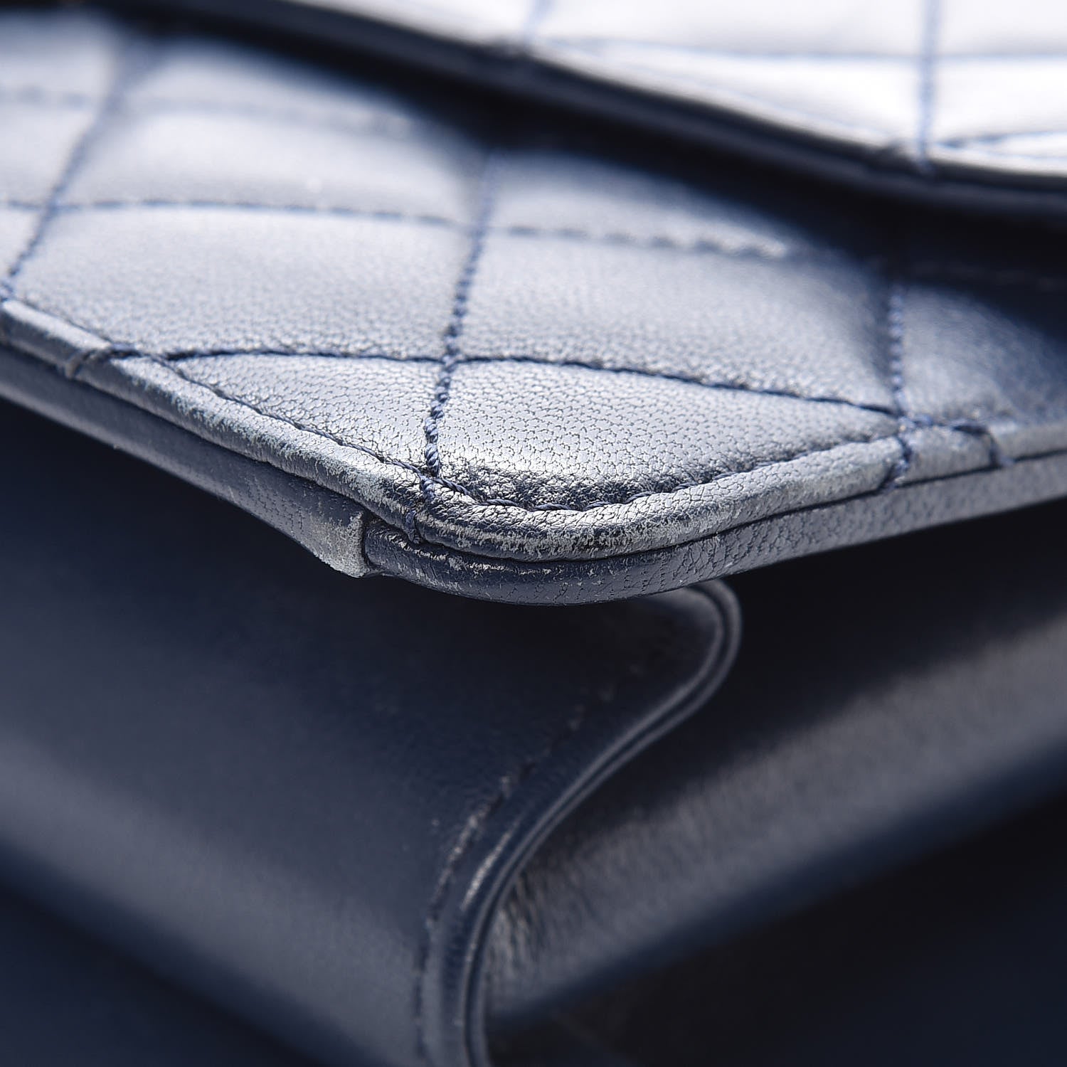 Chanel Sheepskin Quilted Large Beauty Lock Flap Navy Blue 14 of 20